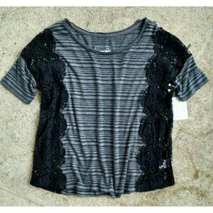 NWT FP lace striped slouchy tee. Small
